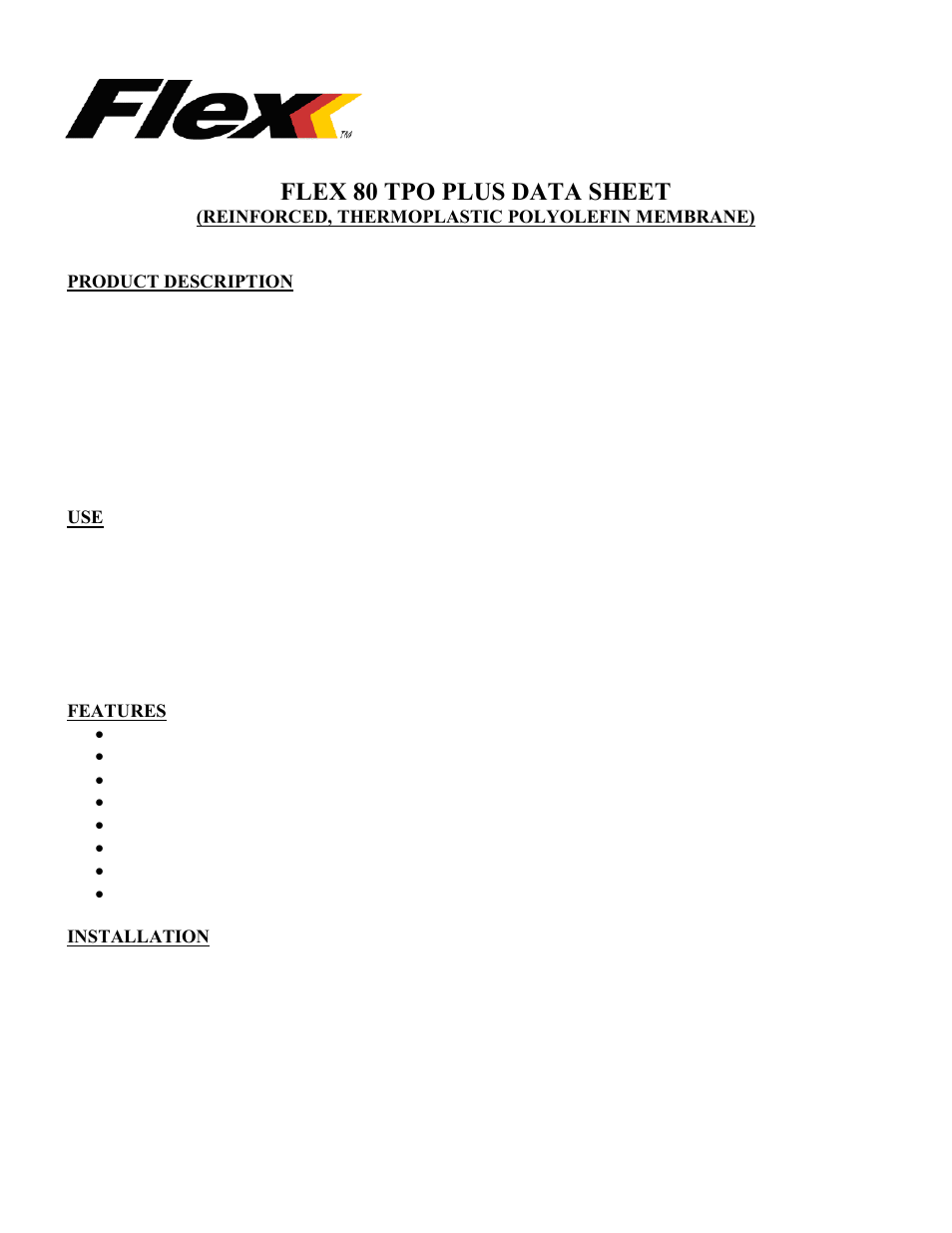 Flex 80 TPO User Manual | 2 pages