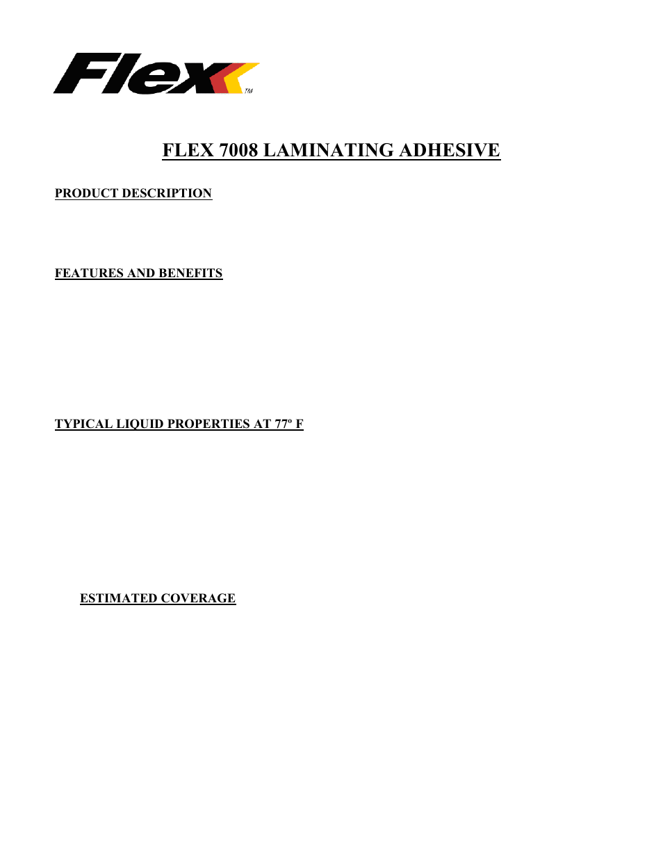 Flex 7008 Laminating Adhesive User Manual | 2 pages