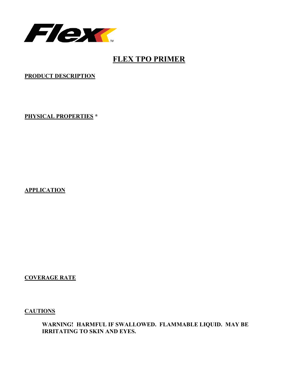 Flex TPO Primer User Manual | 2 pages