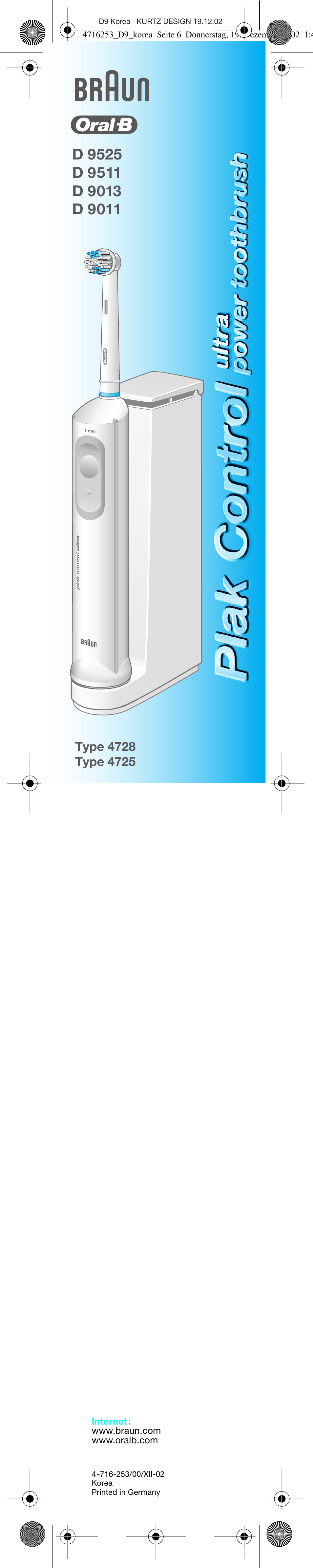 Braun D 9525 User Manual | 5 pages