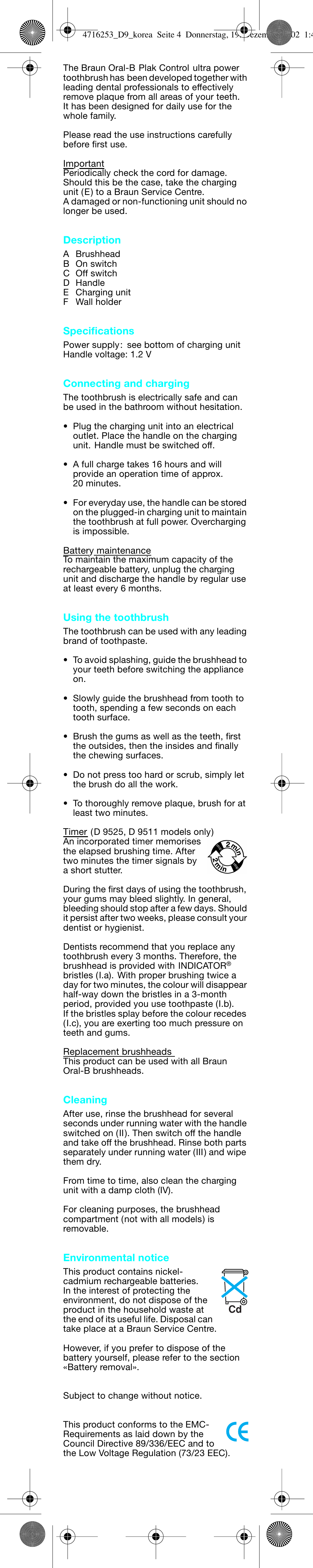 Braun D 9525 User Manual | Page 4 / 5