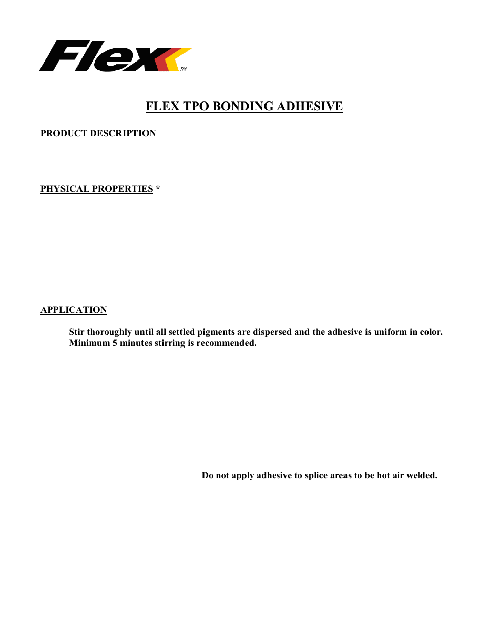 Flex TPO Bonding Adhesive User Manual | 3 pages
