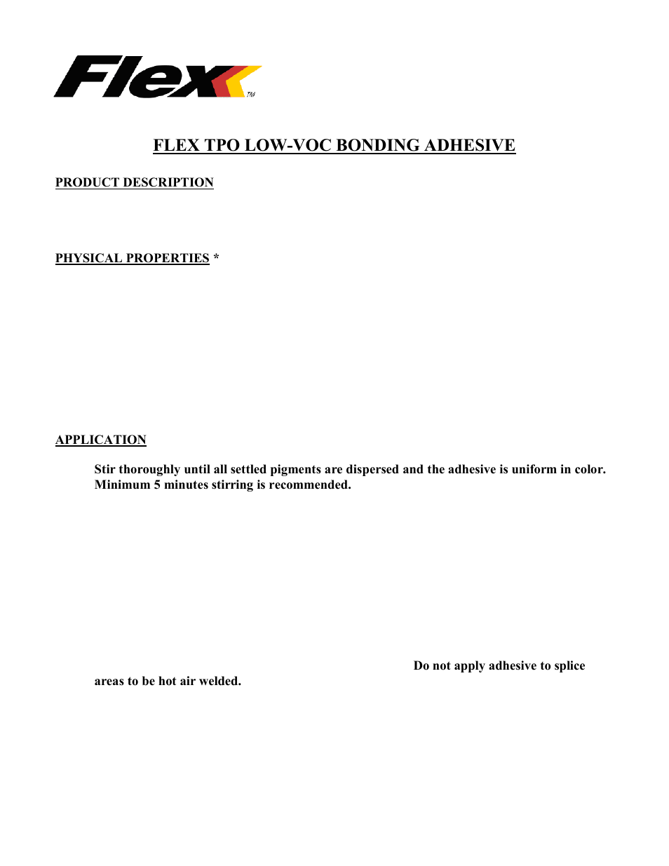 Flex TPO Low VOC Bonding Adhesive User Manual | 3 pages