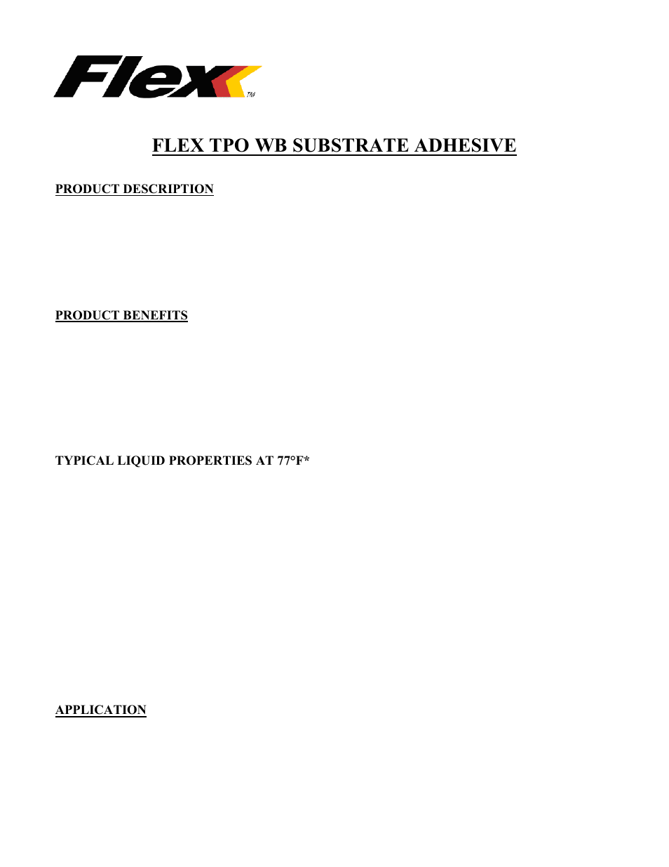 Flex TPO WB Substrate Adhesive User Manual | 2 pages