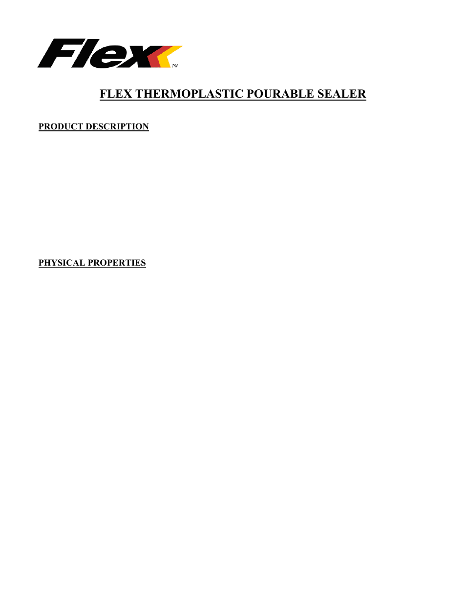 Flex Thermoplastic Pourable Sealer User Manual | 2 pages