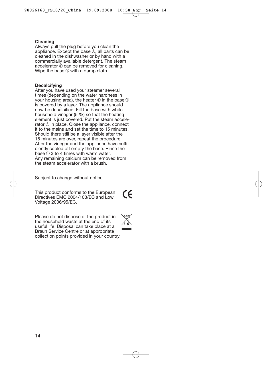 Braun FS10 User Manual | Page 13 / 13