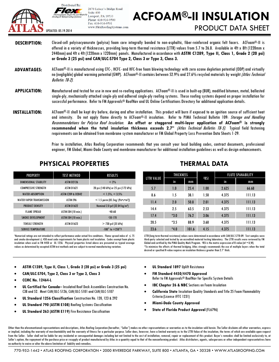 Flex ISO II Roof Insulation User Manual | 1 page