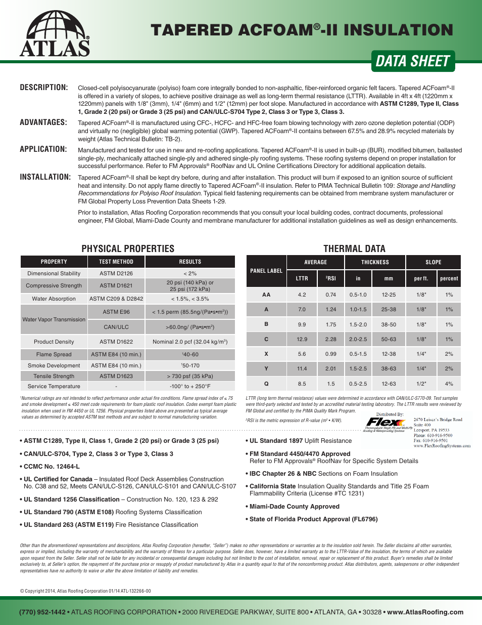 Flex ISO II Tapered Roof Insulation User Manual | 1 page