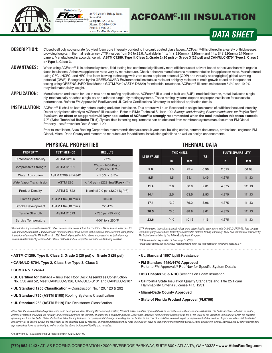Flex ISO III Roof Insulation User Manual | 1 page