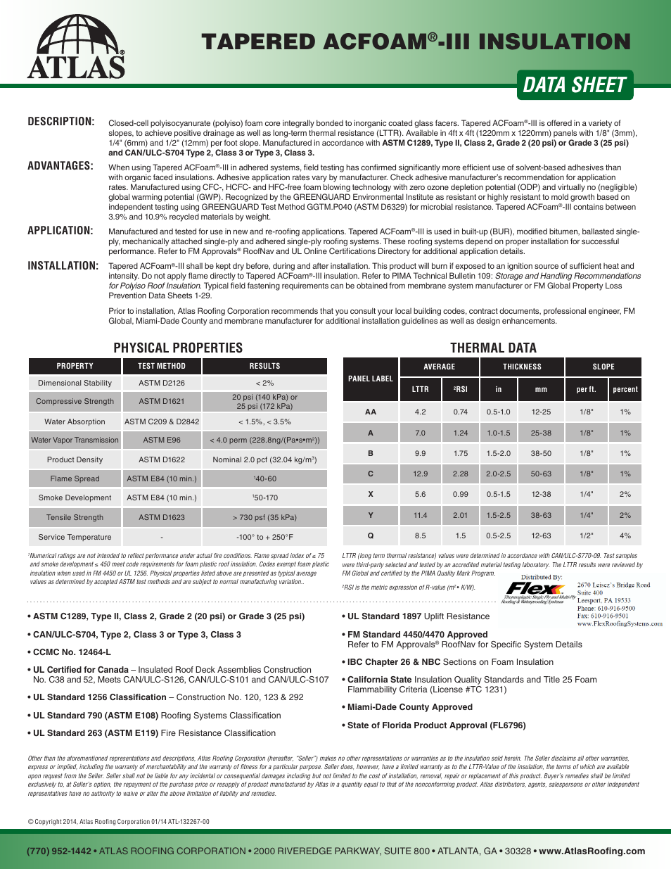 Flex ISO III Tapered Roof Insulation User Manual | 1 page