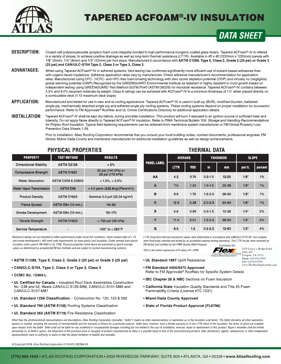 Flex ISO IV Tapered Roof Insulation User Manual | 1 page