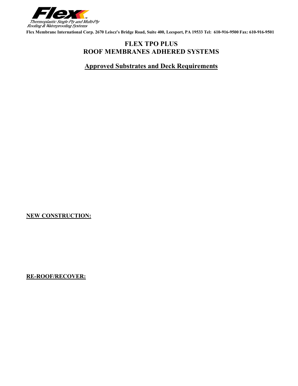 Flex TPO PLUS ROOF Для дома Adhered Systems User Manual | 2 pages