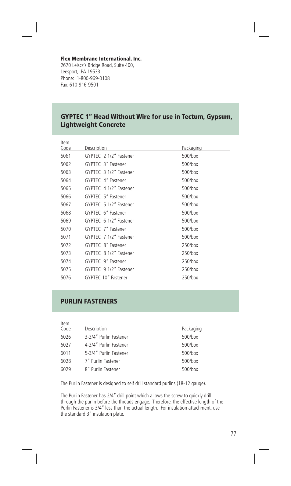 Purlin fasteners | Flex TPO Для дома User Manual | Page 77 / 80