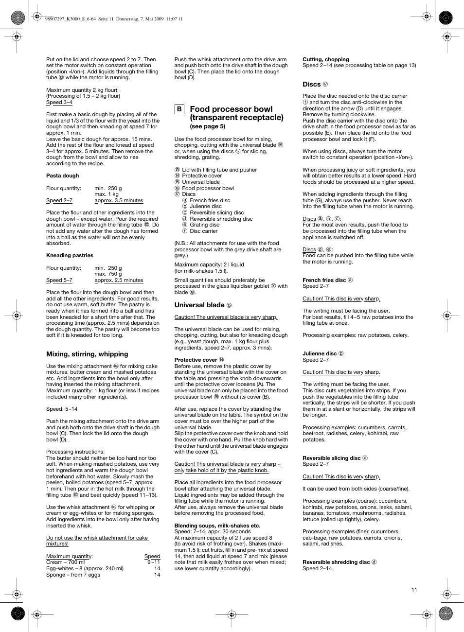 Food processor bowl (transparent receptacle) | Braun MultiSystem K 3000 User Manual | Page 10 / 61