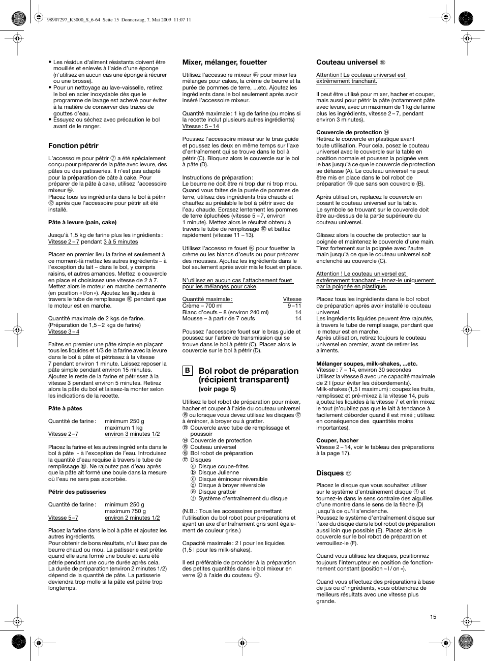 Bol robot de préparation (récipient transparent) | Braun MultiSystem K 3000 User Manual | Page 14 / 61