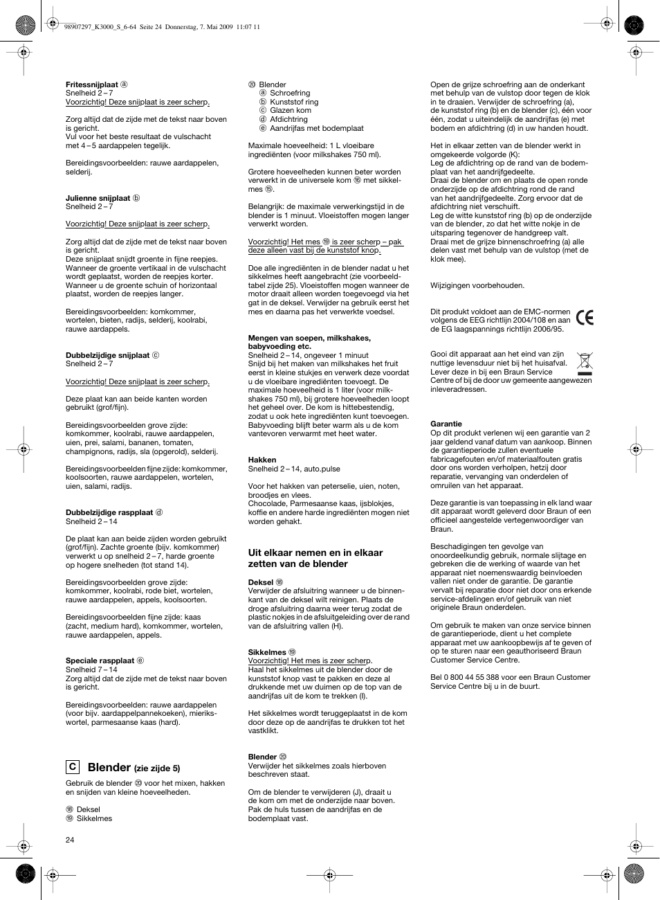 Blender | Braun MultiSystem K 3000 User Manual | Page 23 / 61