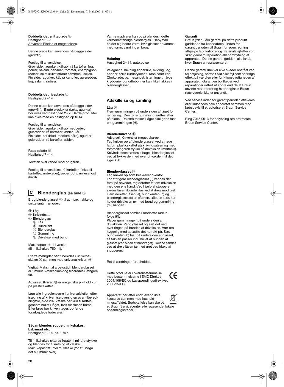 Blenderglas | Braun MultiSystem K 3000 User Manual | Page 27 / 61