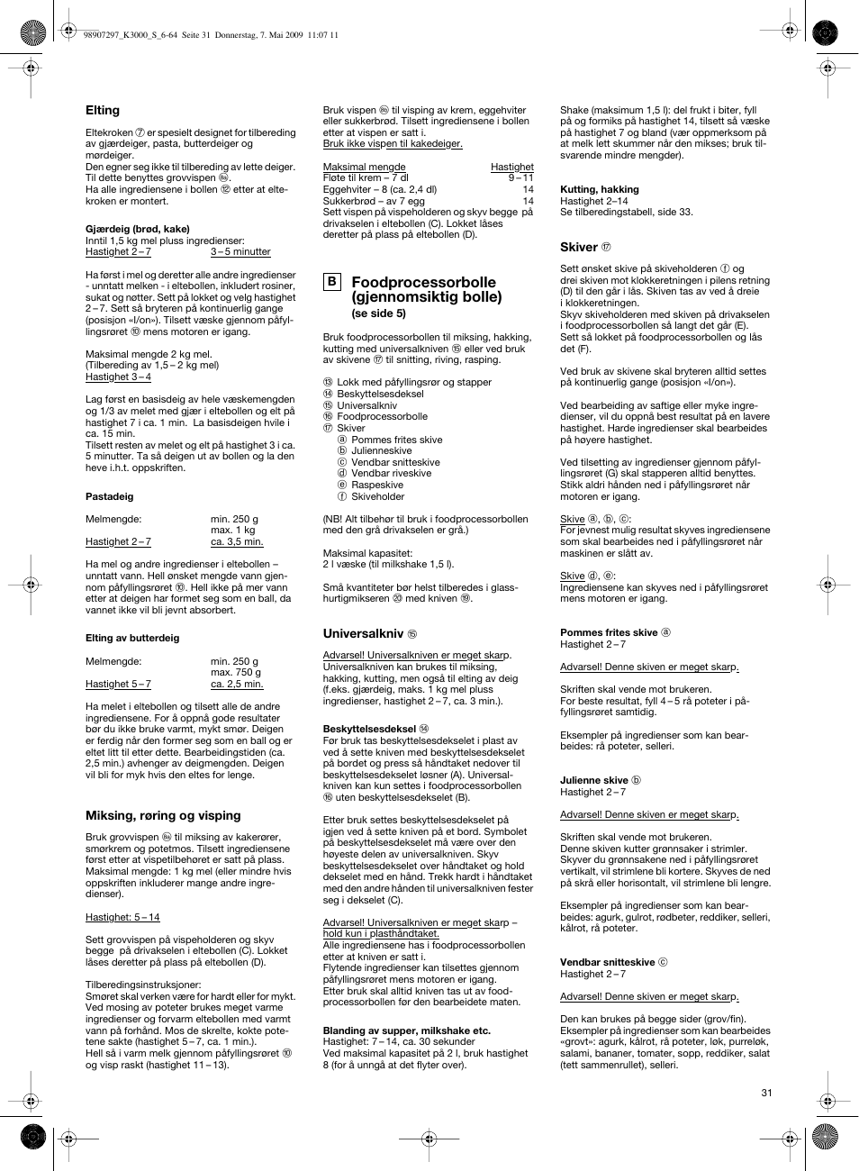 Foodprocessorbolle (gjennomsiktig bolle) | Braun MultiSystem K 3000 User Manual | Page 30 / 61