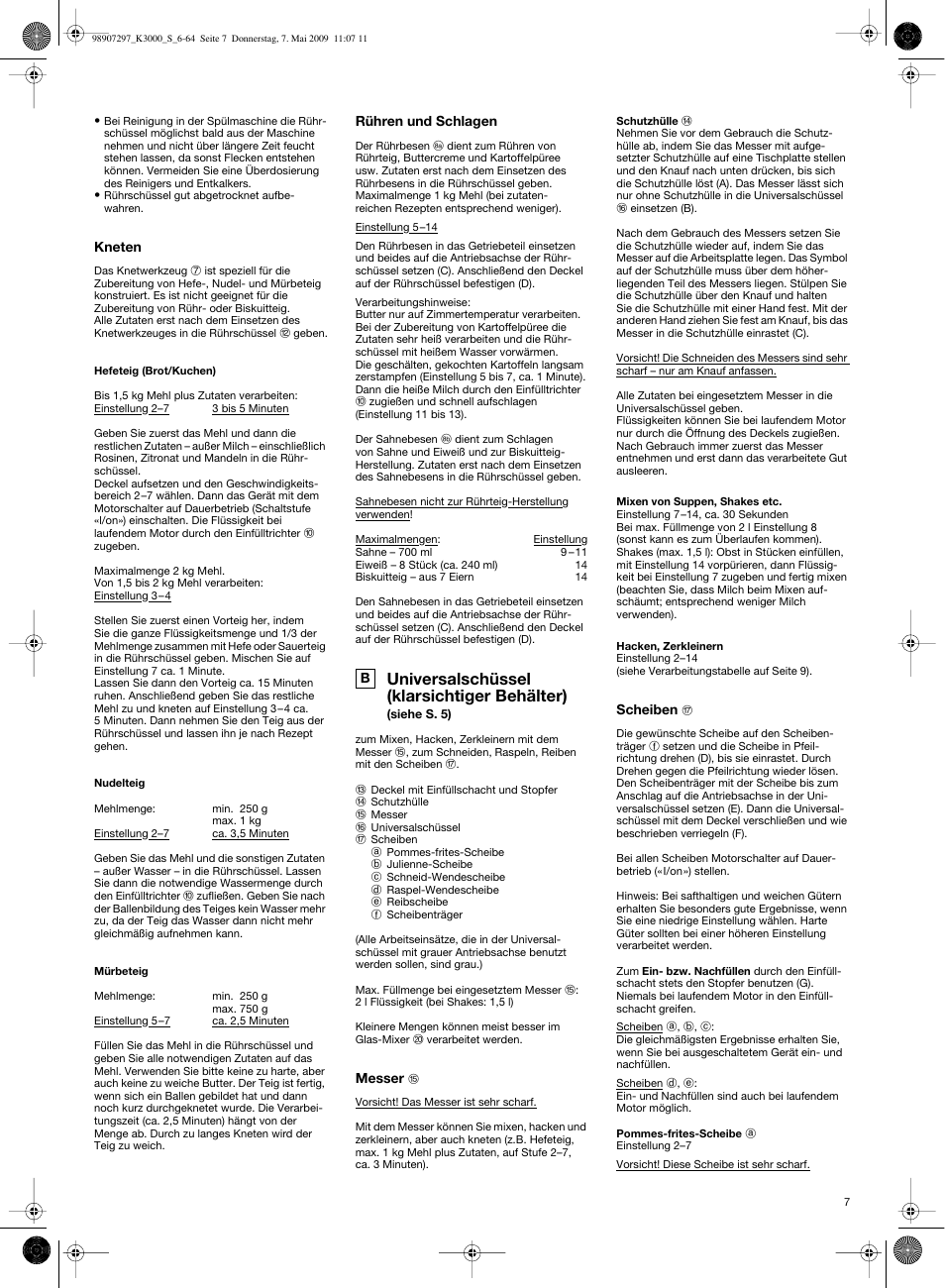 Universalschüssel (klarsichtiger behälter) | Braun MultiSystem K 3000 User Manual | Page 6 / 61