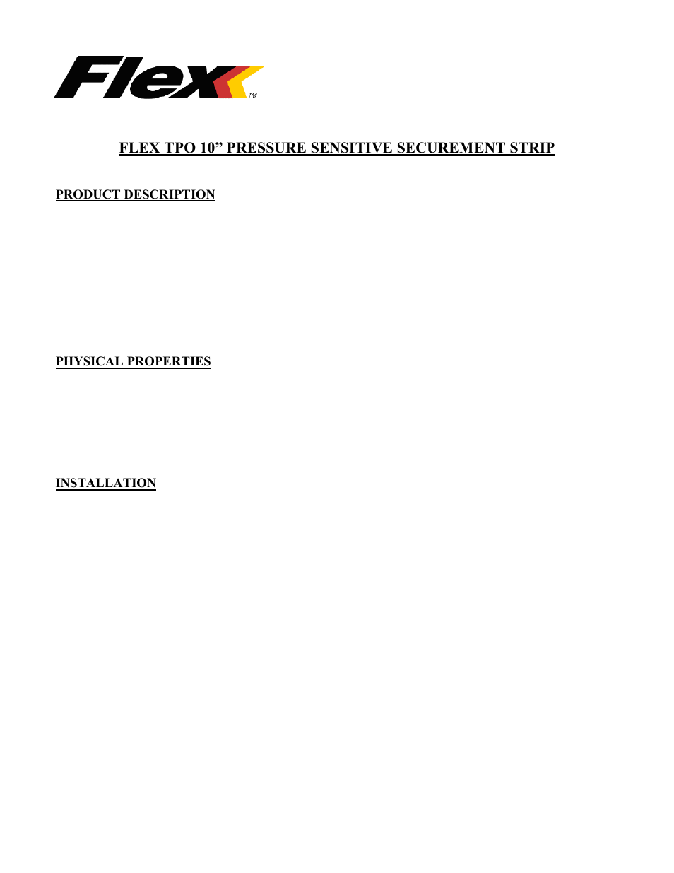 Flex TPO 10 Pressure Sensitive User Manual | 2 pages