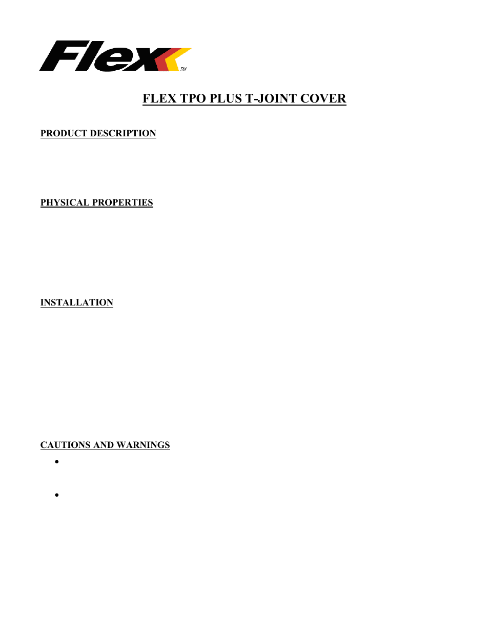 Flex TPO Plus T-joint Cove User Manual | 1 page