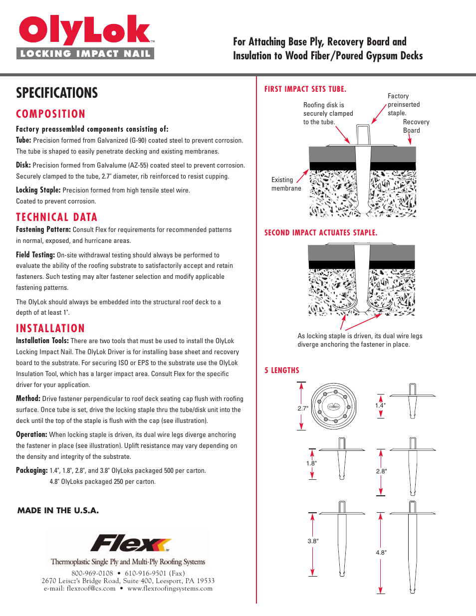 Flex OlyLok Locking Impact Nail User Manual | 2 pages