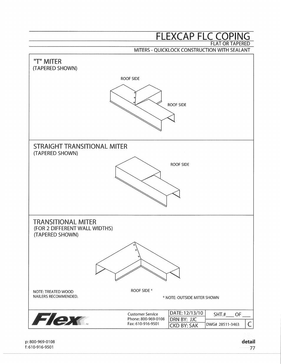 Flexcap flc coping, Straight transitional miter, Transitional miter | Detail | Flex FLC Coping User Manual | Page 7 / 30