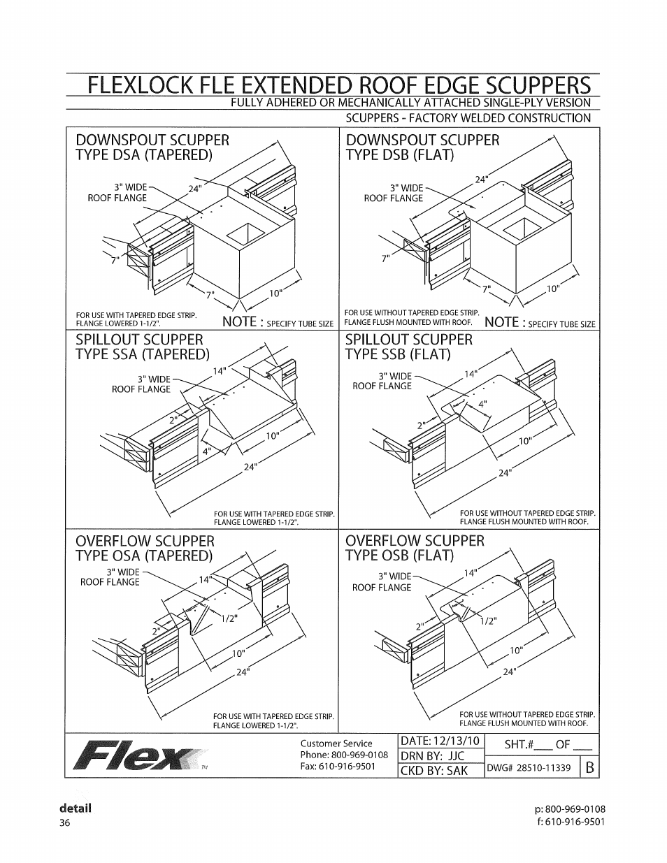 Flexlock fle extended roof edge scuppers | Flex FLE Extended Roof Edge User Manual | Page 4 / 5