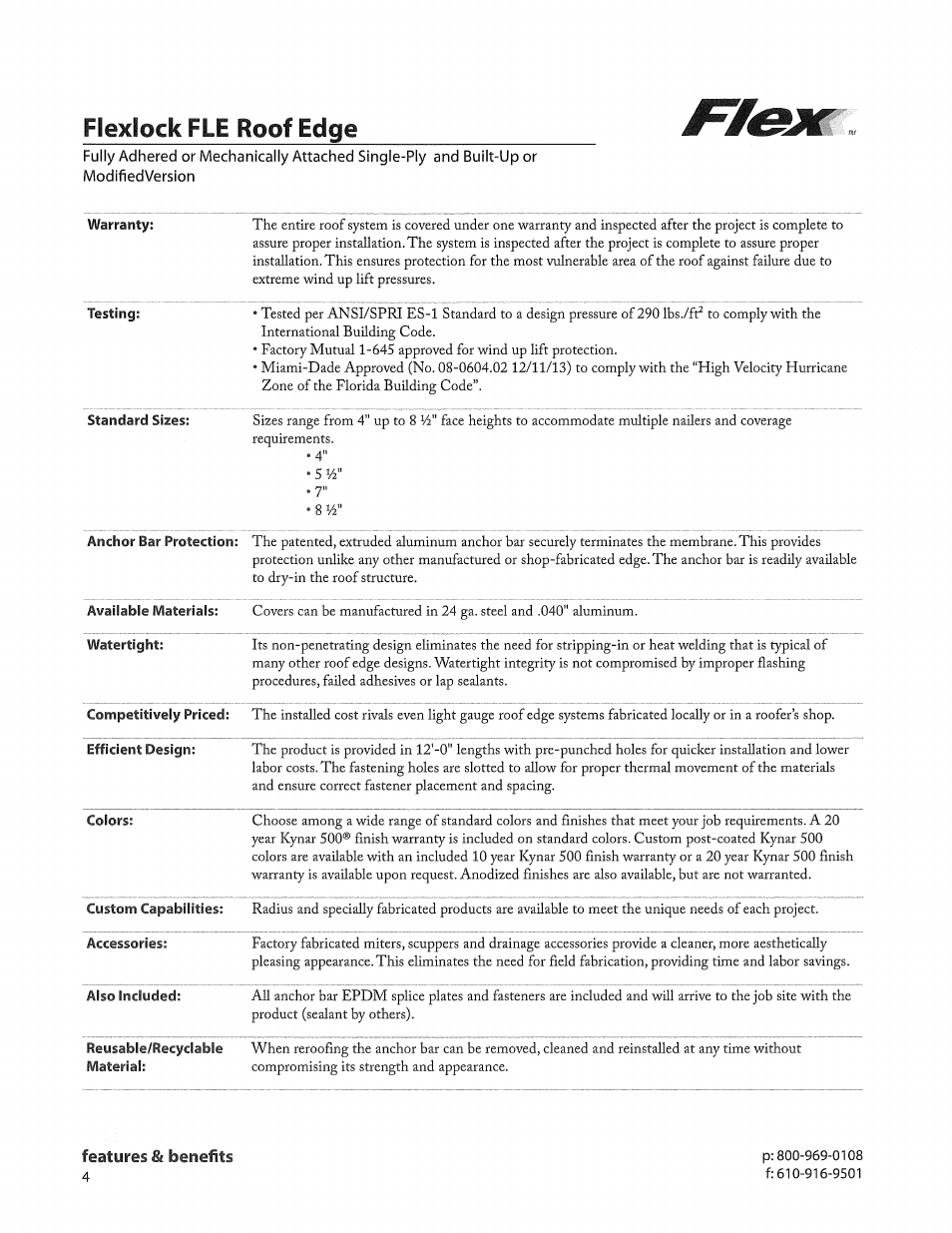 Flex FLE Roof Edge User Manual | 9 pages