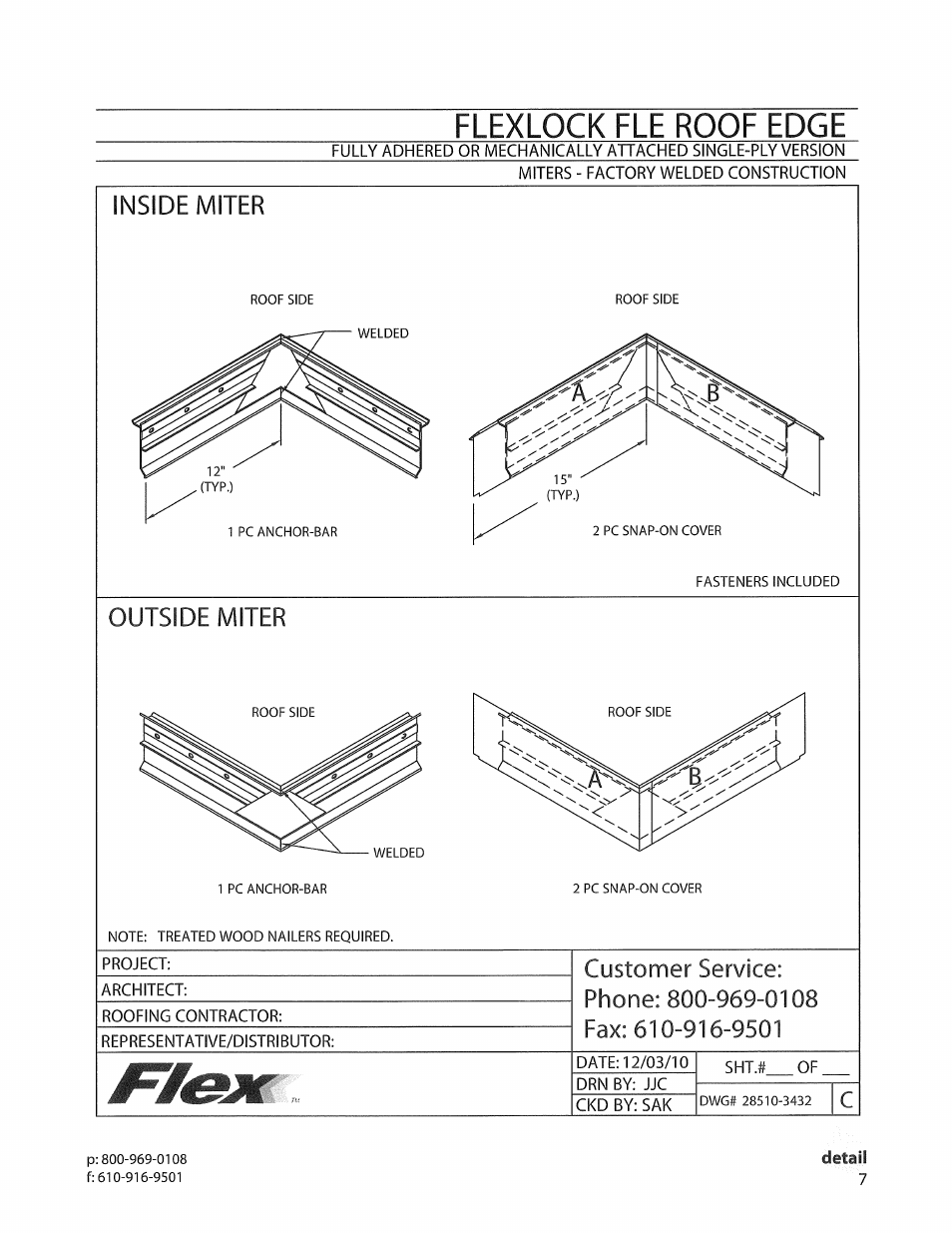 Flexlock fle roof edge, Inside miter, Outside miter | Flex FLE Roof Edge User Manual | Page 4 / 9