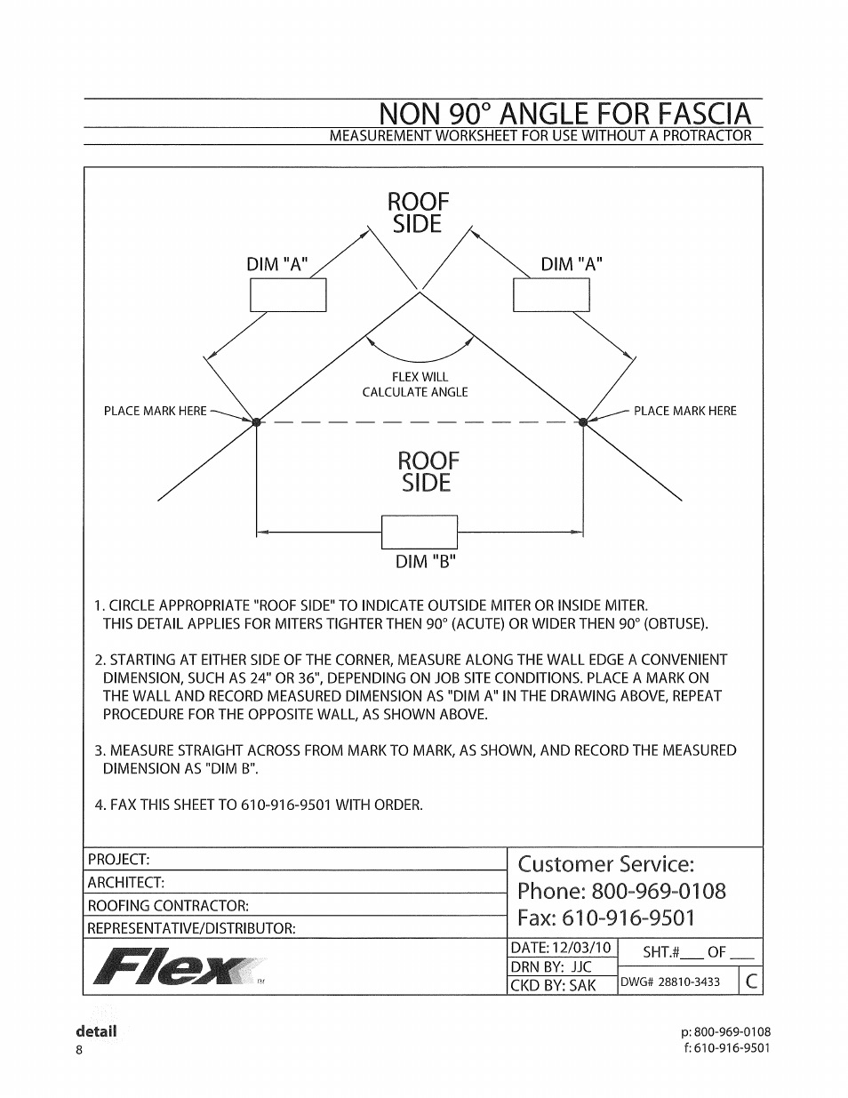 Non 90° angle for fascia, Roof | Flex FLE Roof Edge User Manual | Page 5 / 9