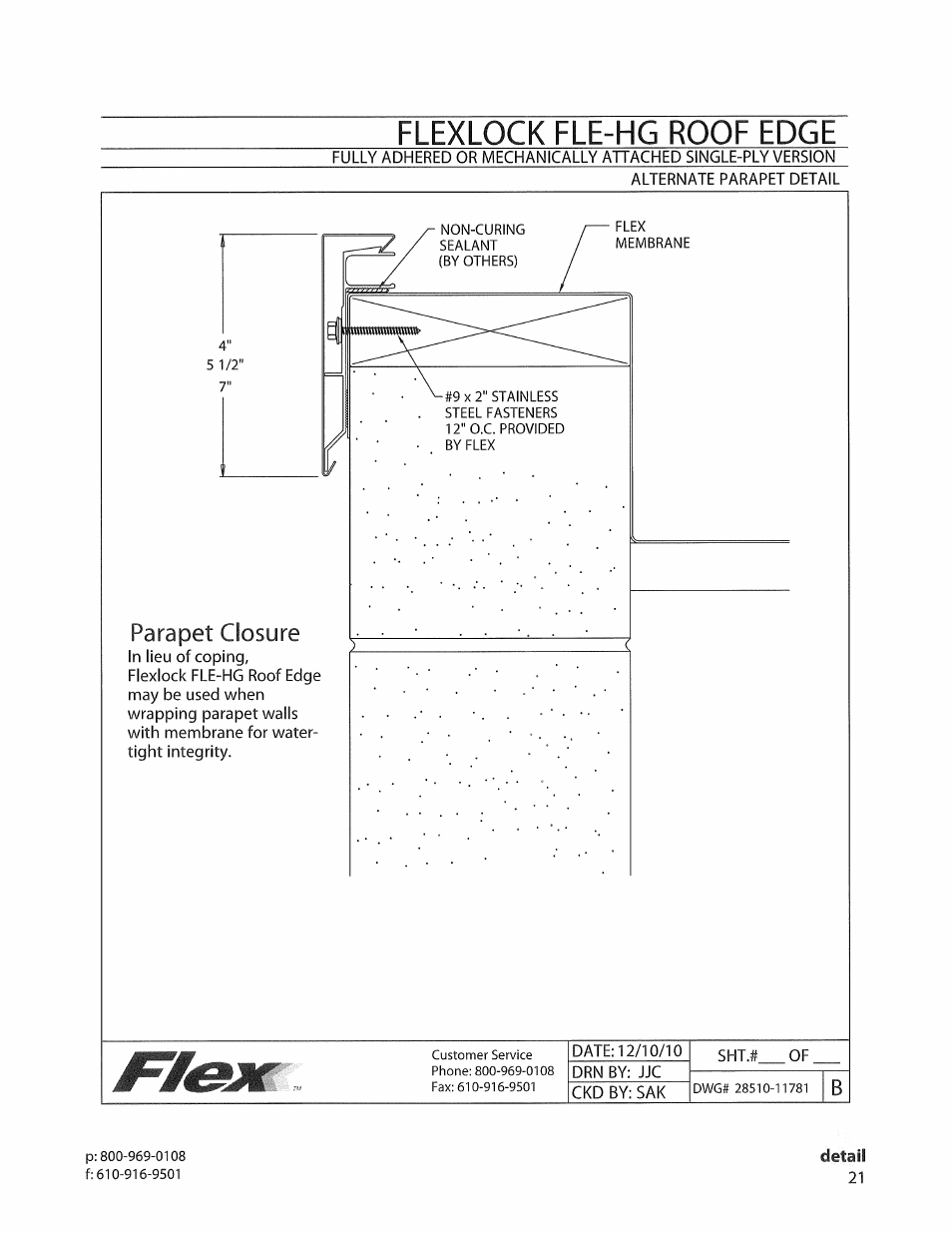 Parapet closure, Flexlock fle-hg roof edge | Flex FLE-HG Roof Edge User Manual | Page 3 / 7