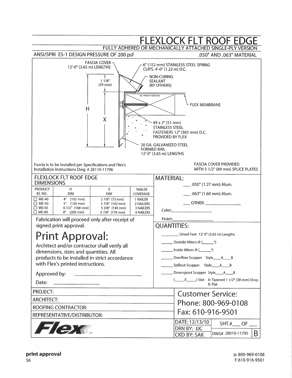 Print approval, Flexlock fit roof edge, Flexlock flt roof edge dimensions | Flex FLT Roof Edge User Manual | Page 3 / 5