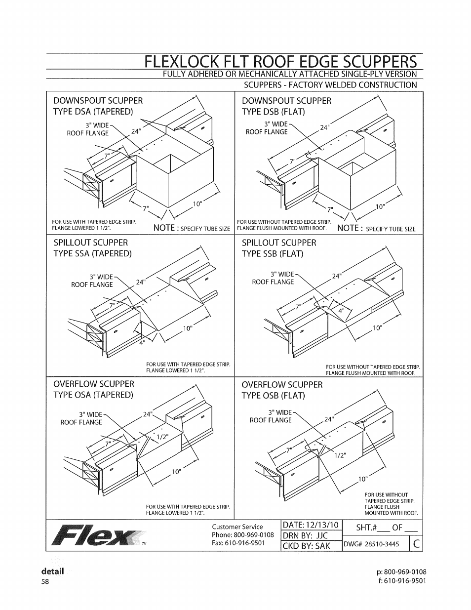 Flexlock flt roof edge scuppers | Flex FLT Roof Edge User Manual | Page 5 / 5