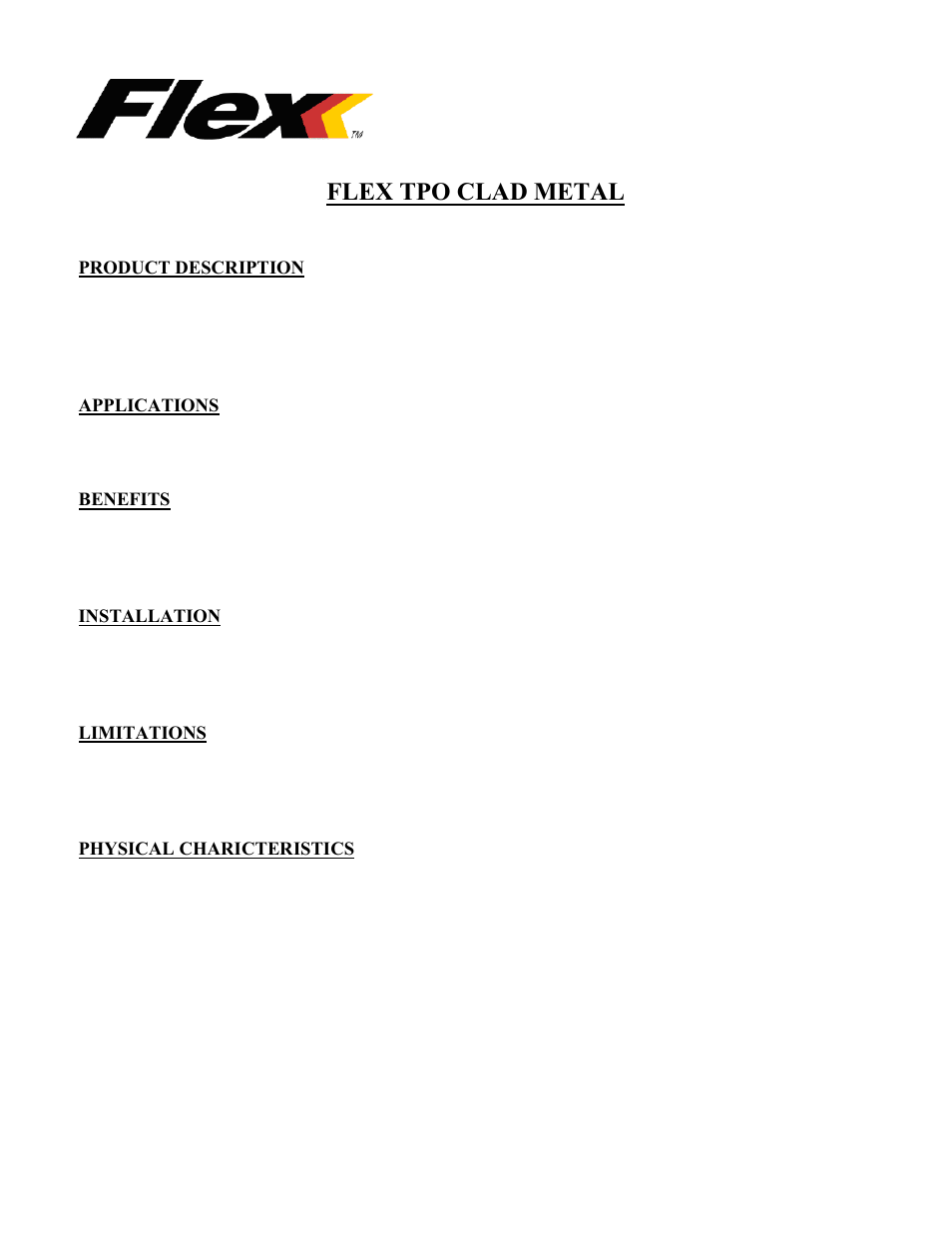 Flex TPO Clad Metal User Manual | 1 page