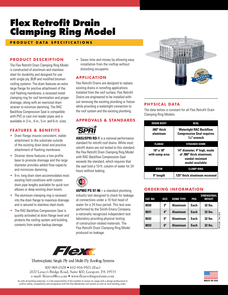 Flex Retrofit Drain Clamping Ring User Manual | 2 pages