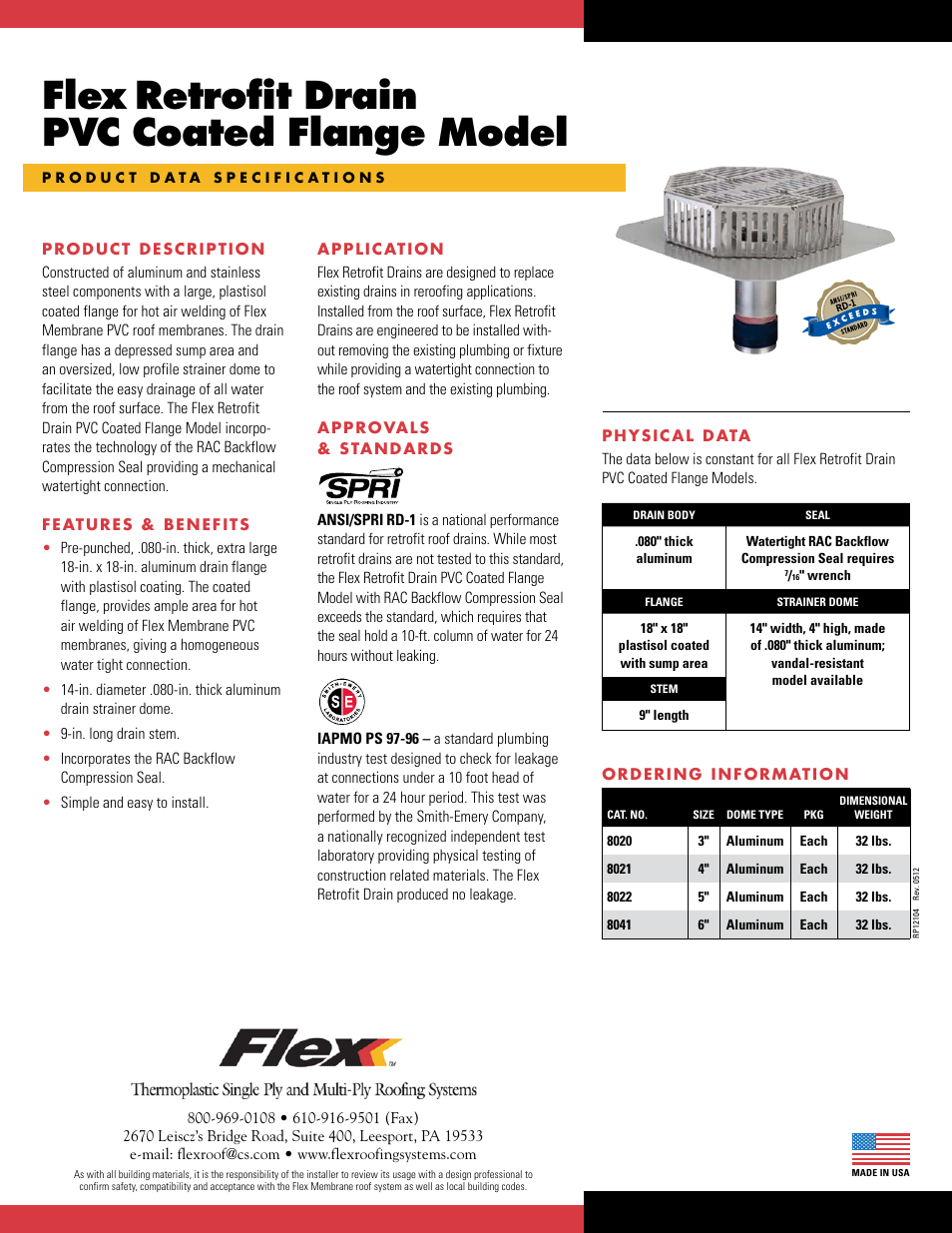 Flex Retrofit Drain PVC Coated Flange User Manual | 2 pages