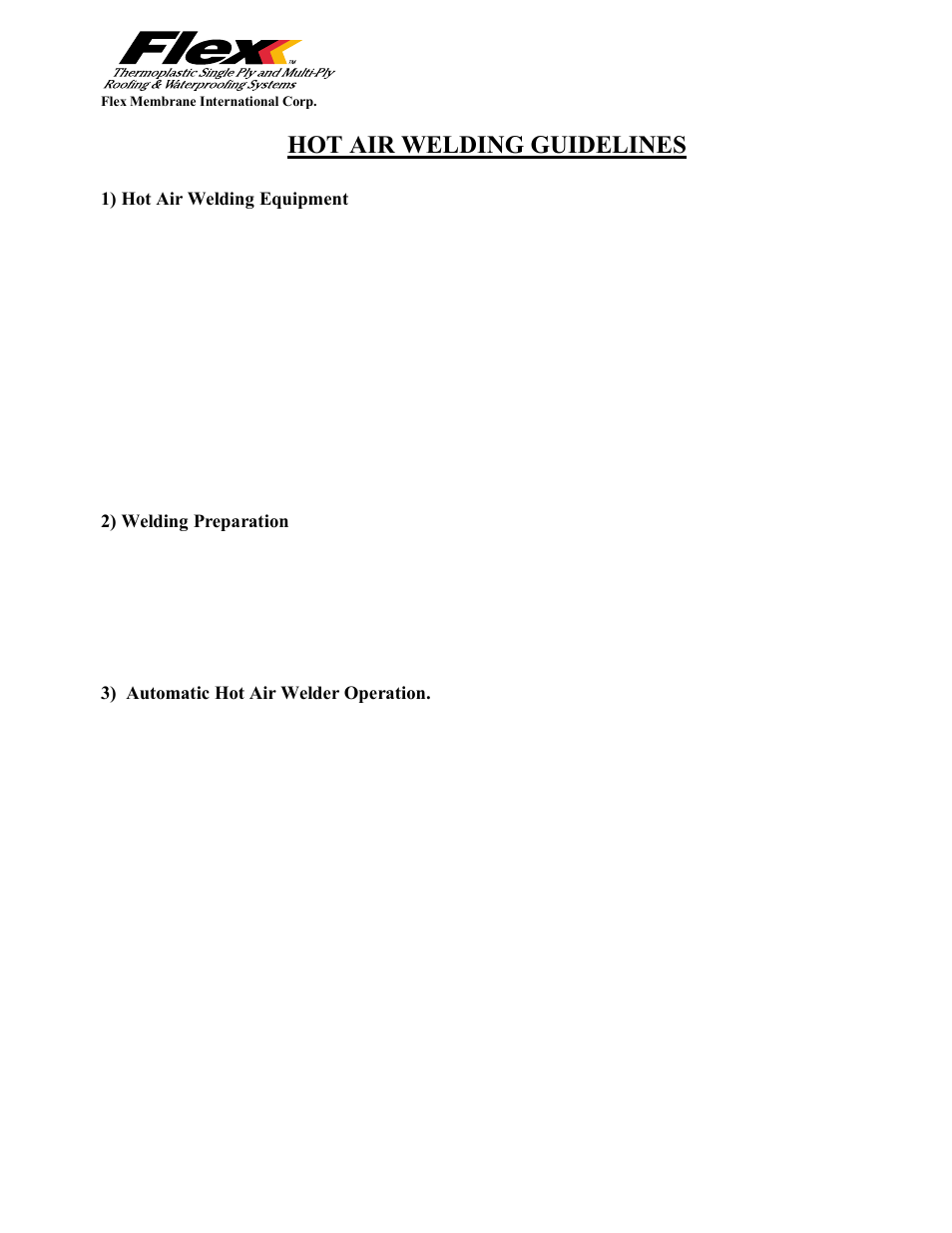 Flex Hot Air Welding User Manual | 2 pages