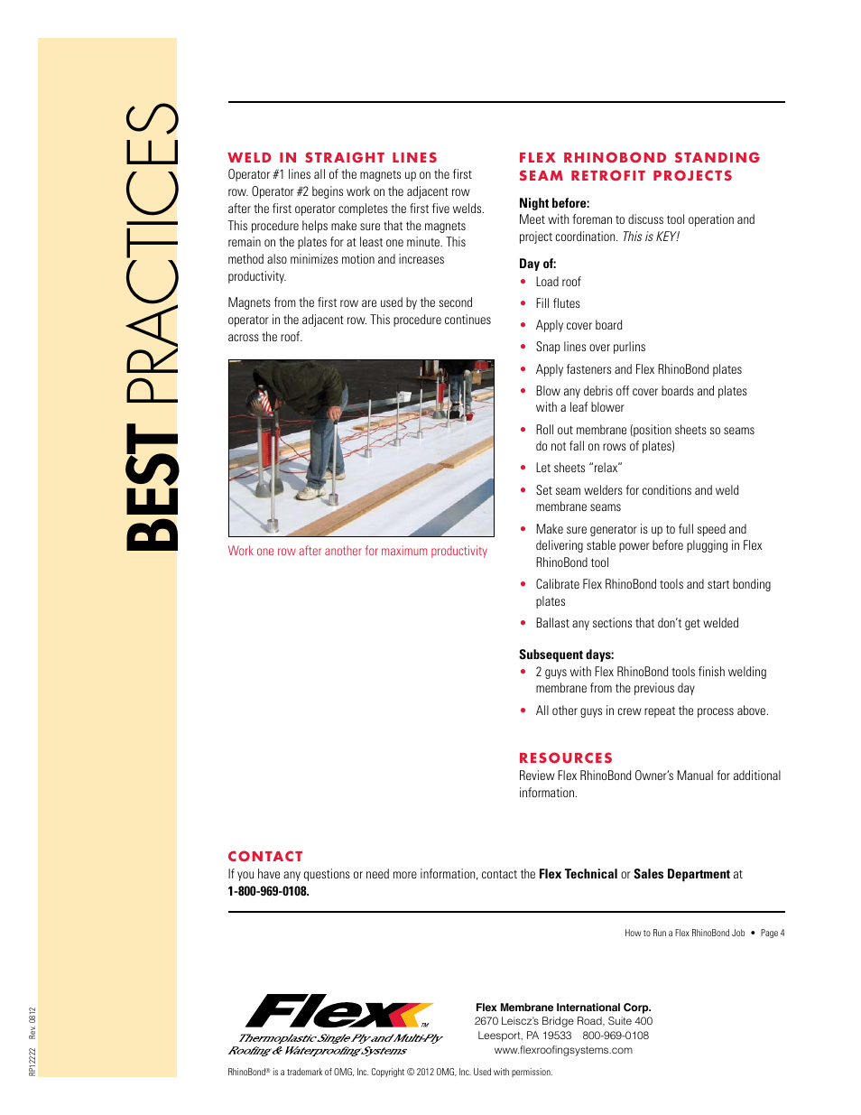 Best practices | Flex RhinoBond Project User Manual | Page 4 / 4