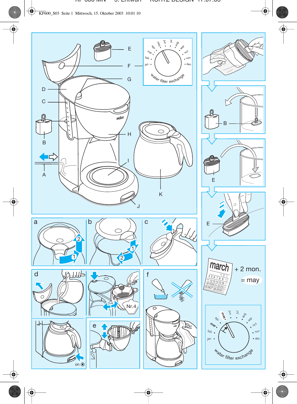 March, 2 mon. = may, Eb e | Braun Combimax KF 600 User Manual | Page 3 / 54