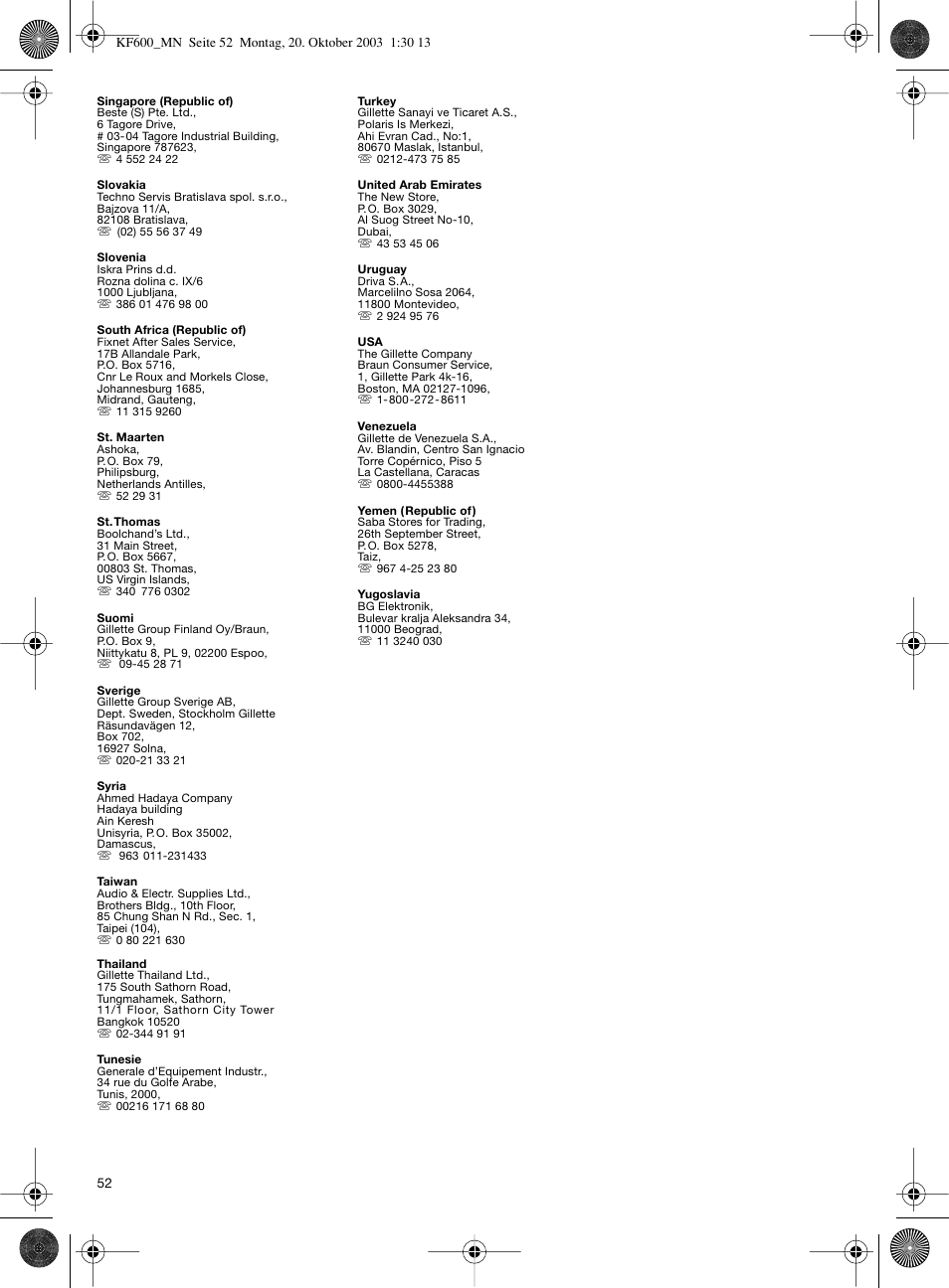 Braun Combimax KF 600 User Manual | Page 52 / 54