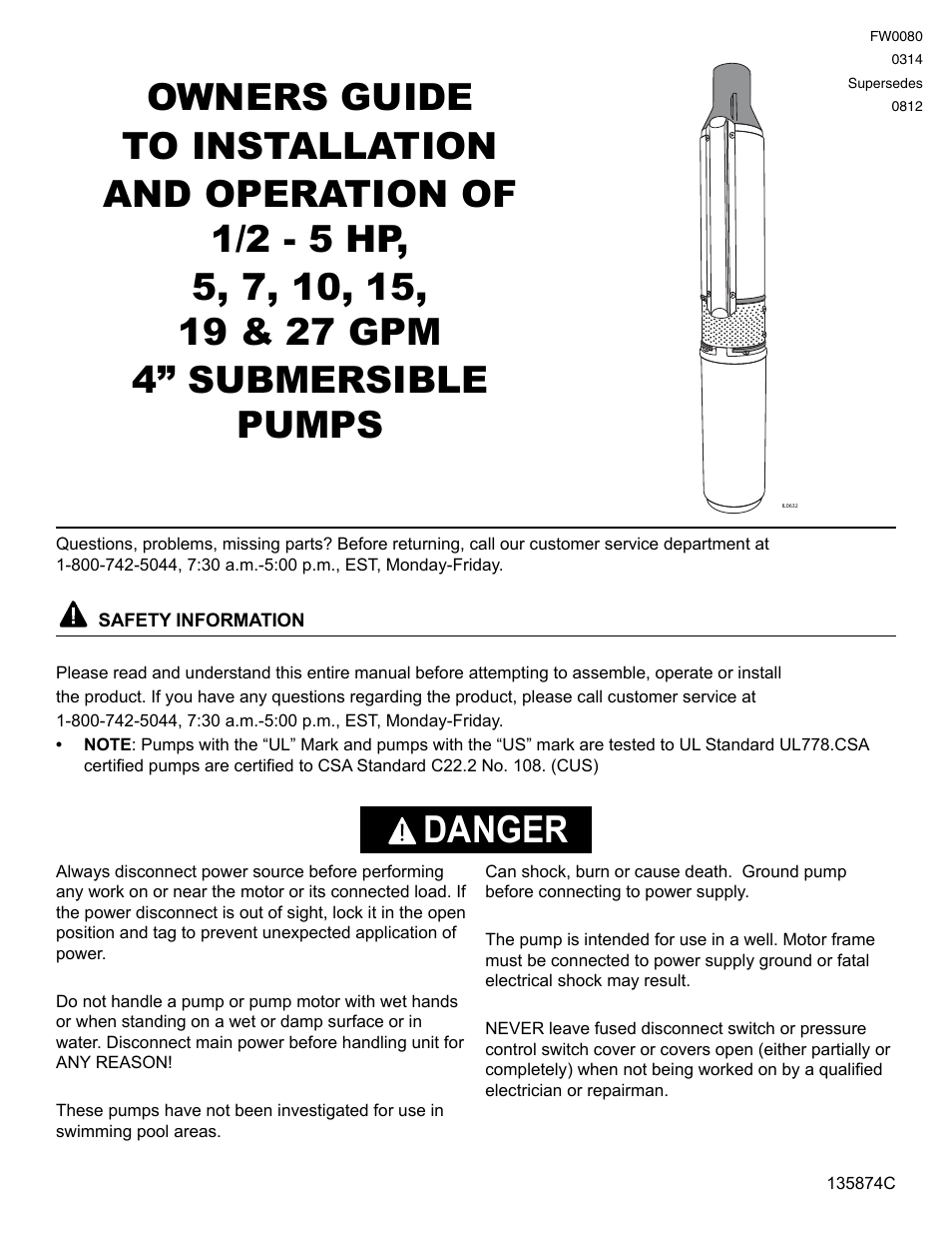 Flint & Walling 4 (10 cm) Stainless Commander S Series User Manual | 11 pages
