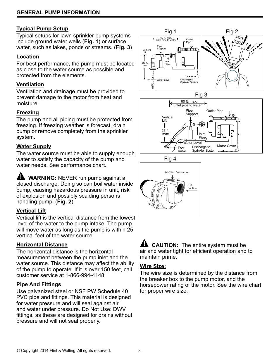 Flint & Walling SP Self-Priming Sprinkler Pump User Manual | Page 3 / 12