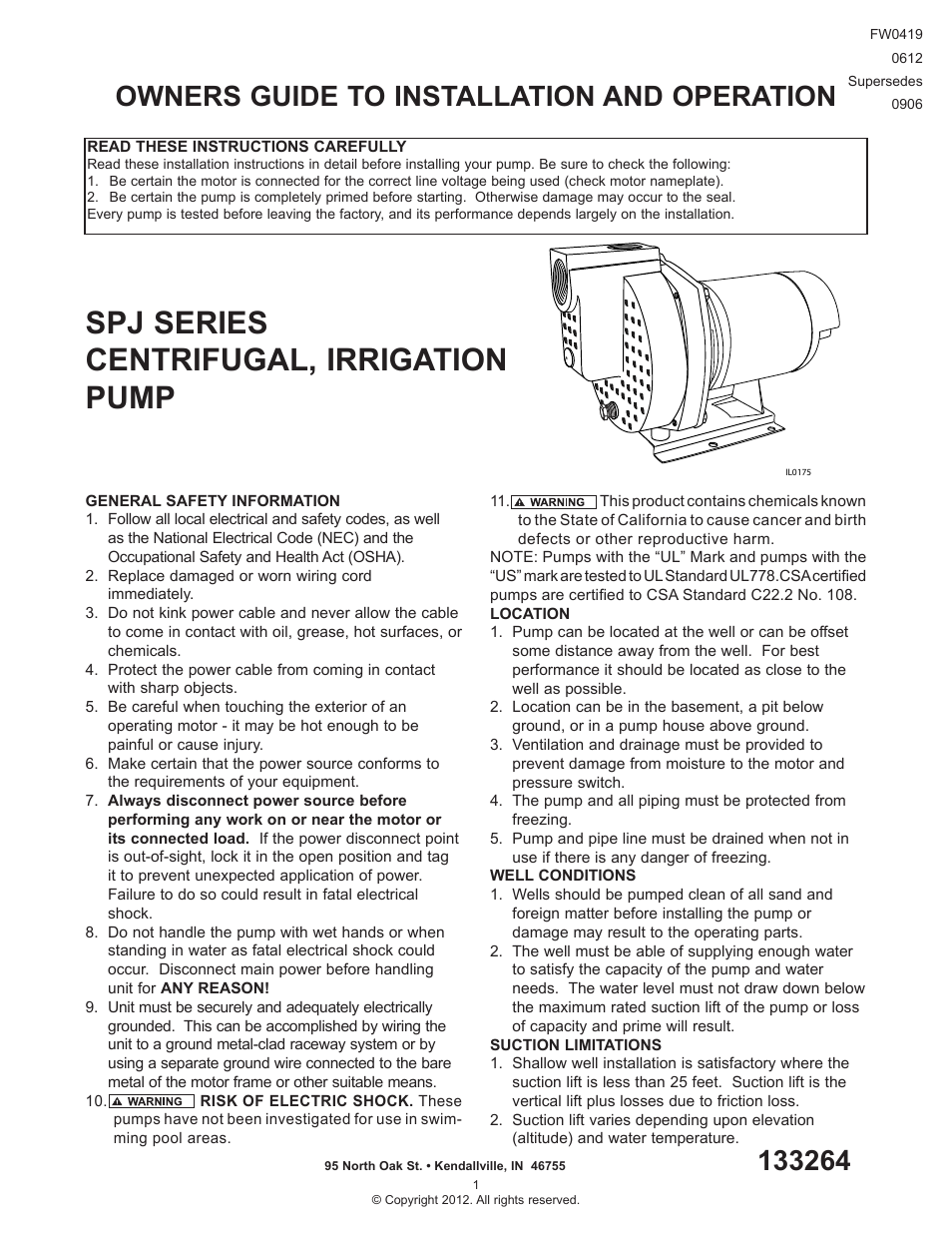 Flint & Walling SPJ User Manual | 8 pages