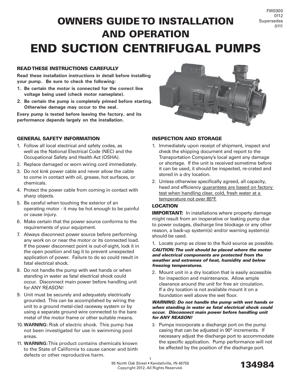 Flint & Walling C22000 User Manual | 8 pages