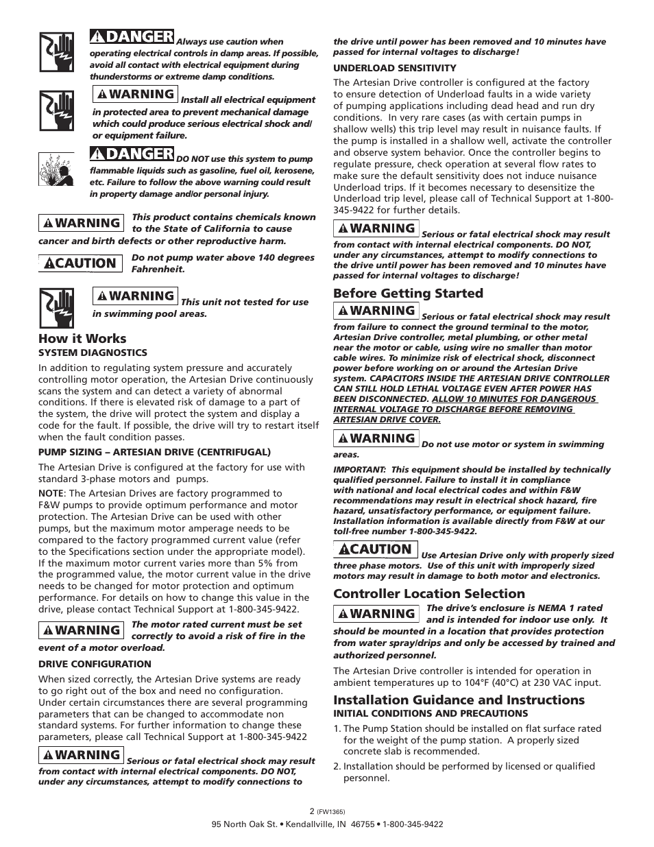 Flint & Walling Constant Pressure Pumping Stations - ADW2W73 User Manual | Page 2 / 8