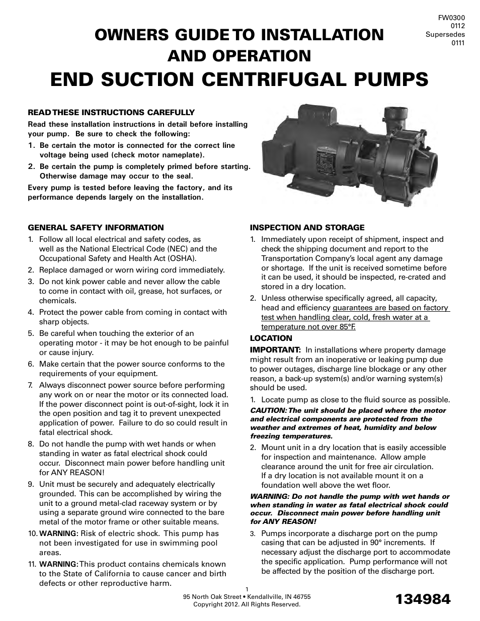 Flint & Walling Constant Pressure Pumping Stations - end suction centrifugal pumps User Manual | 8 pages