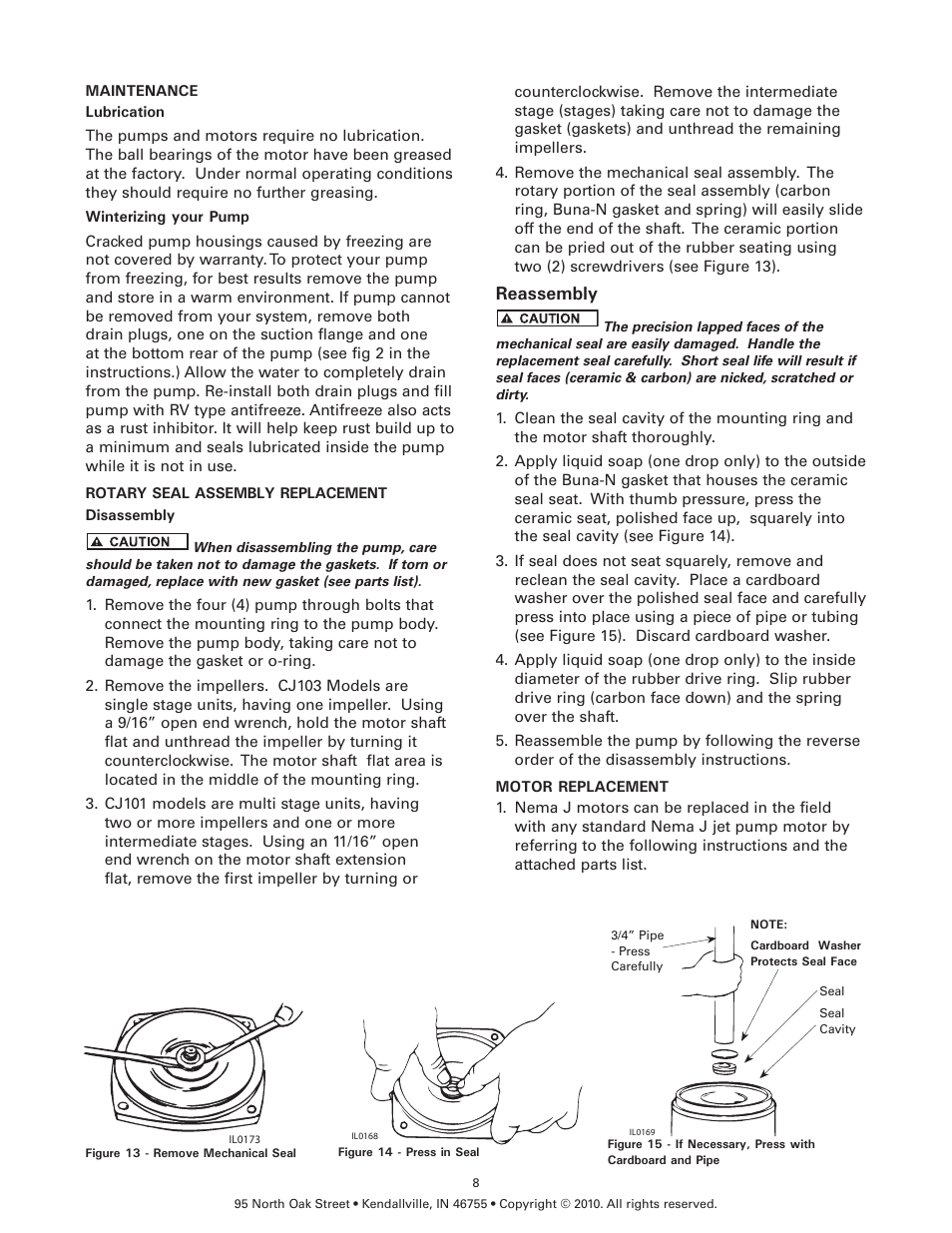 Reassembly | Flint & Walling Centrifugal Packages - CJ103 User Manual | Page 8 / 11