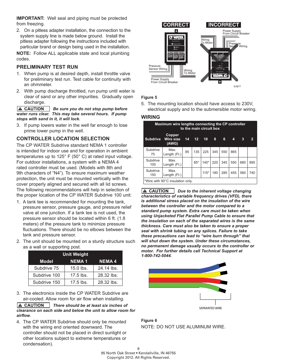 Preliminary test run, Controller location selection, Correct incorrect | Wiring | Flint & Walling Commander Pro 75 User Manual | Page 6 / 10