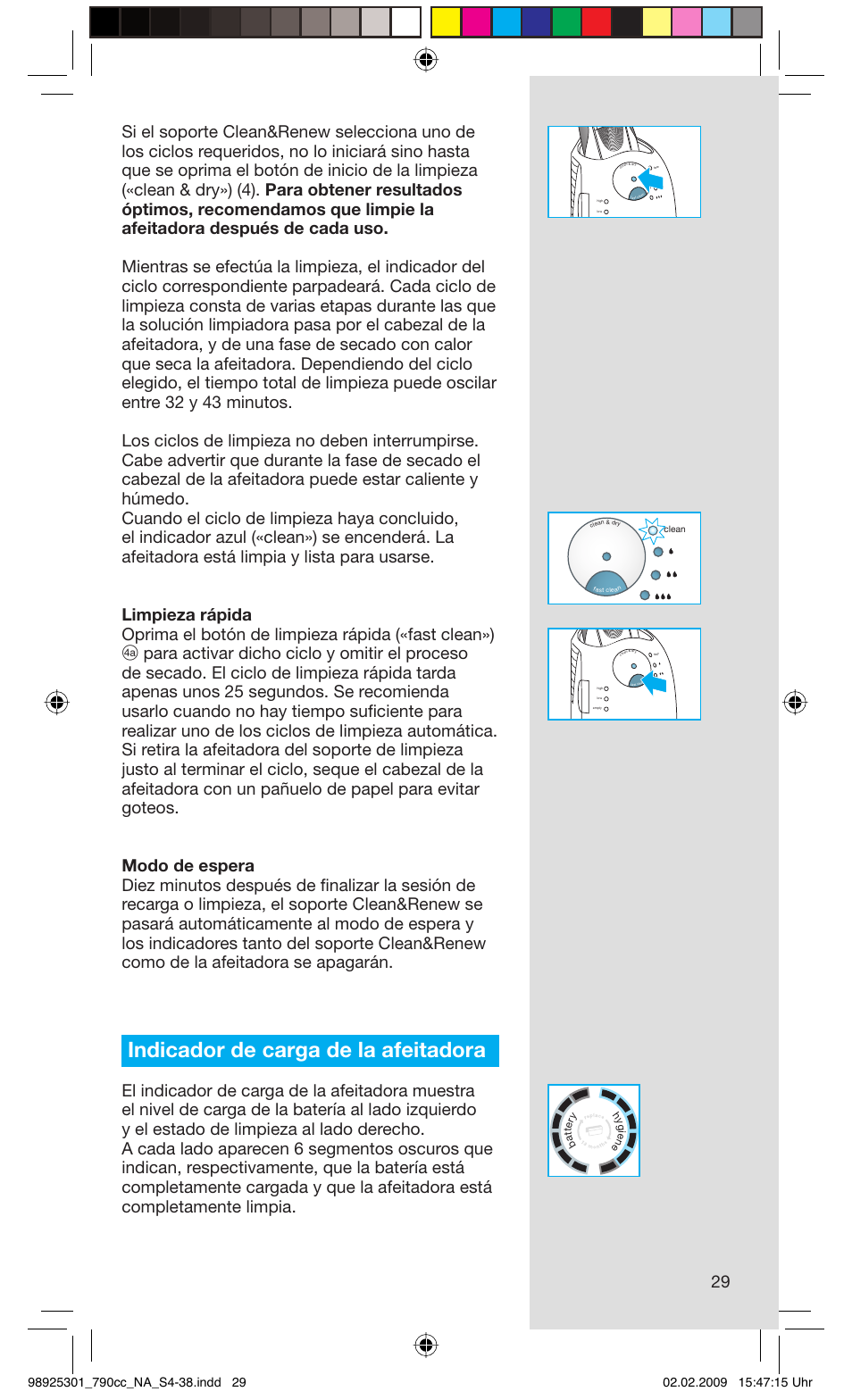 Indicador de carga de la afeitadora | Braun 5692 User Manual | Page 29 / 35